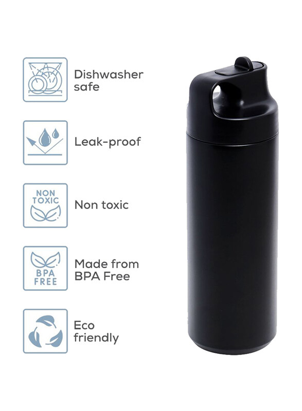 Eazy Kids Insulated Sports Water Bottle, 550ml, Black