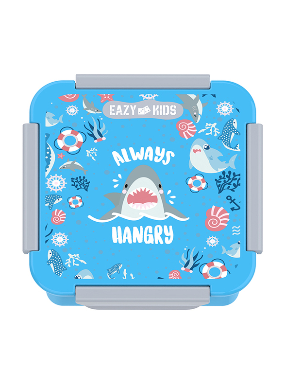 Eazy Kids Shark Lunch Box, 650ml, 3+ Years, Blue