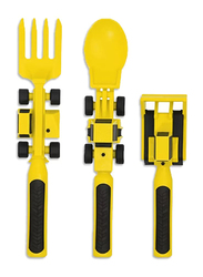 Eazy Kids 3-Piece Spoon Fork & Pusher, Truck Yellow