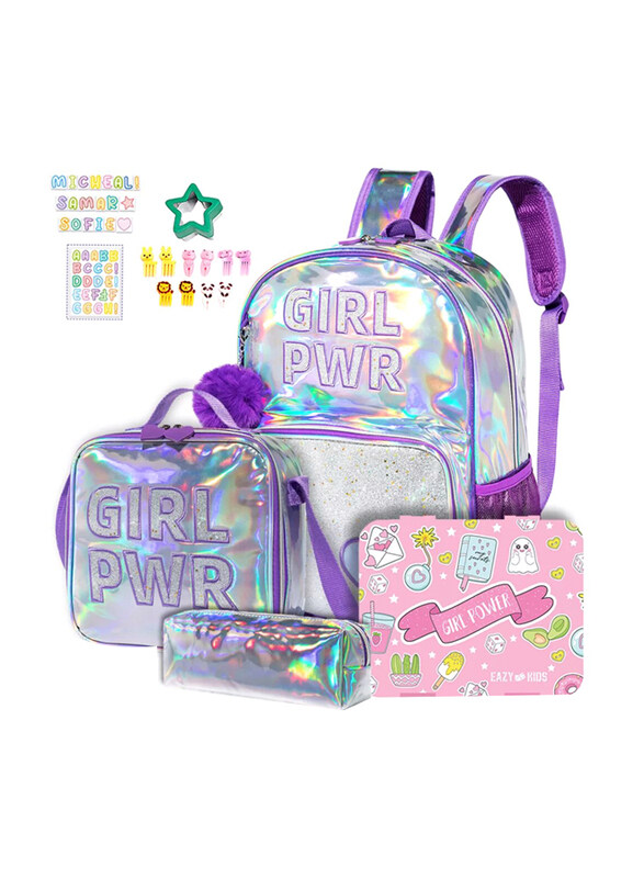 

Eazy Kids Girl Power Back to School Combo Set of 4, Pink/Purple
