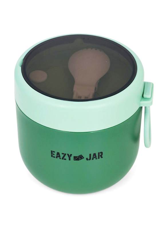 Eazy Kids Steel Lunch Box with Folding Spoon, Green