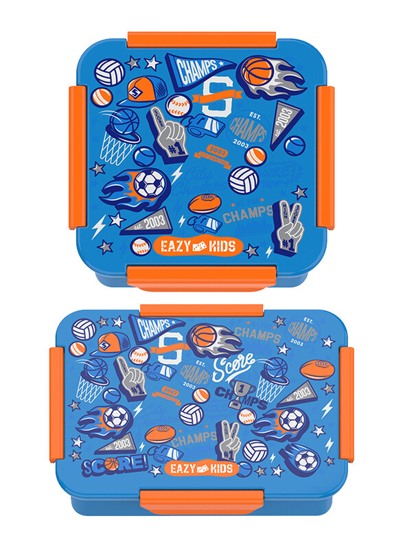 

Eazy Kids Soccer Lunch Box Set, 2 Pieces, 850ml & 650ml, 3+ Years, Blue