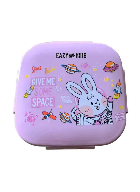 

Eazy Kids Rabbit Square Bento Lunch Box for Kids, 1000ml, Pink