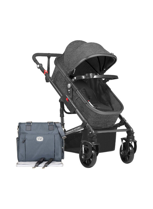 

Teknum 3-in-1 Pram Stroller and Diaper Bag Bundle, Space Grey/Grey