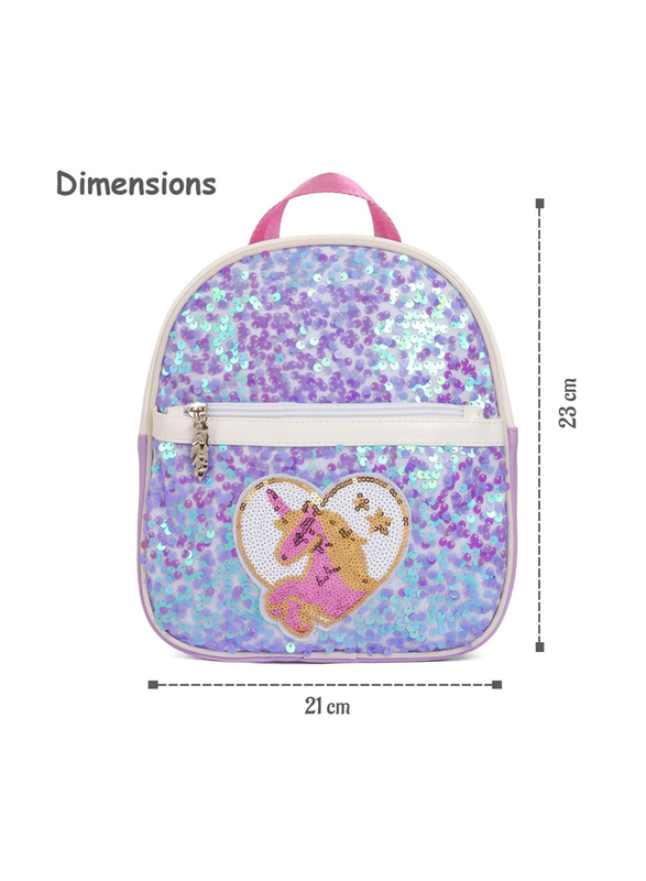 Eazy Kids Horse Sequin School Backpack, Purple
