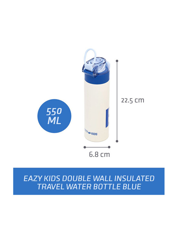 Eazy Kids Insulated Travel Water Bottle, 550ml, Blue