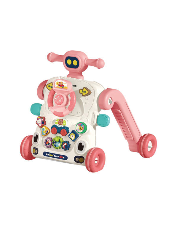 Teknum 3-in-1 Baby Walker with Learning Table Mode, Game Panel Mode & Musical Keyboard, Pink