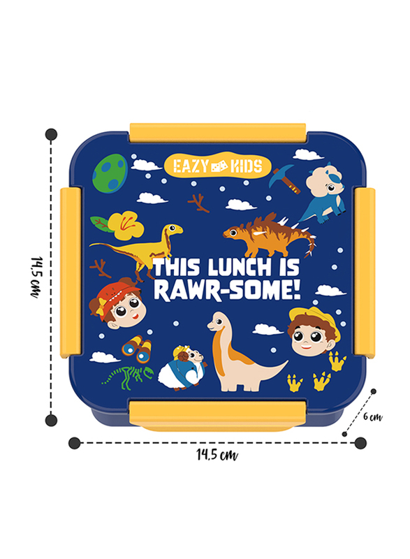 Eazy Kids T-Rex Lunch Box Set, 2 Pieces, 850ml & 650ml, 3+ Years, Dark Blue
