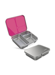 Eazy Kids 3 Compartment Bento Steel Lunch Box, Pink