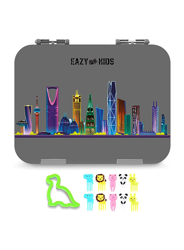 

Eazy Kids Love Saudi 4 Compartment Bento Lunch Box For Unisex, Grey