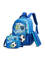 Eazy Kids 17-inch School Bag Lunch Bag Pencil Case Set of 3, Blue