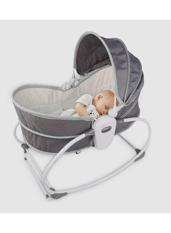 

Teknum 5-in-1 Cozy Rocker Bassinet with Awning & Mosquito Net, Grey