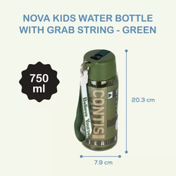 Nova Kids Water Bottle with Grab String, 750ml Green