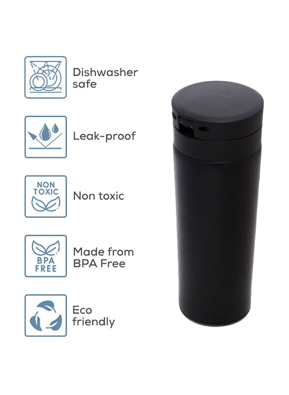 Hydrobrew 500ml Insulated Tumbler Water Bottle, Black