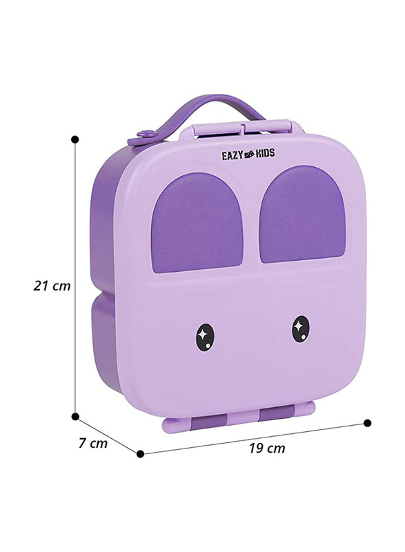 Eazy Kids Bento 4 Compartments Lunch Box with Handle, Purple
