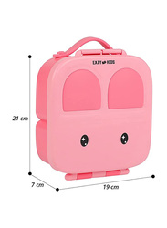 Eazy Kids Bento 4 Compartments Lunch Box with Handle, Pink