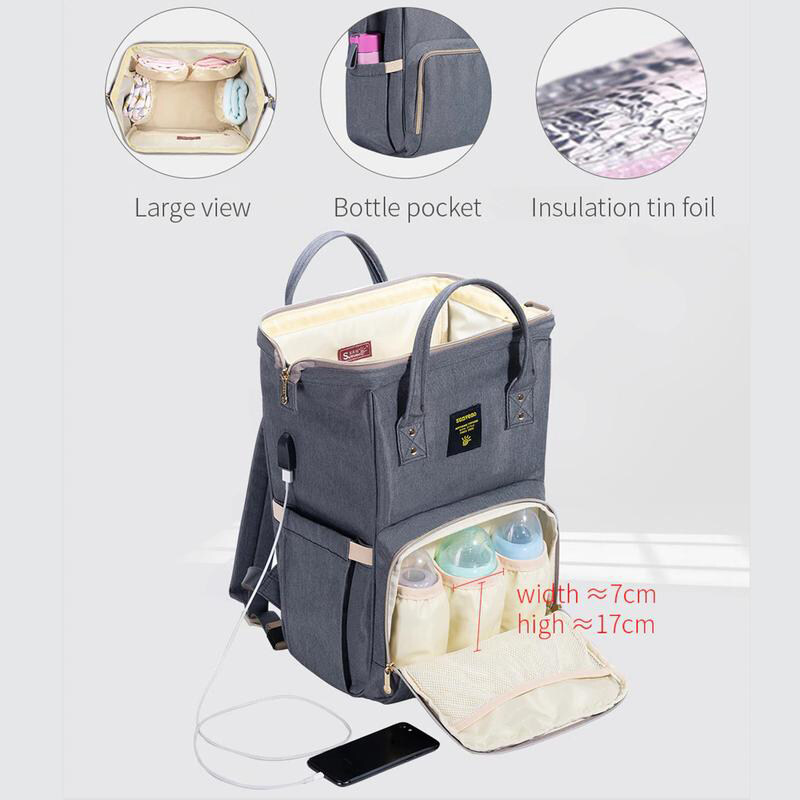 Sunveno Mamma Diaper Bag Kit, Grey