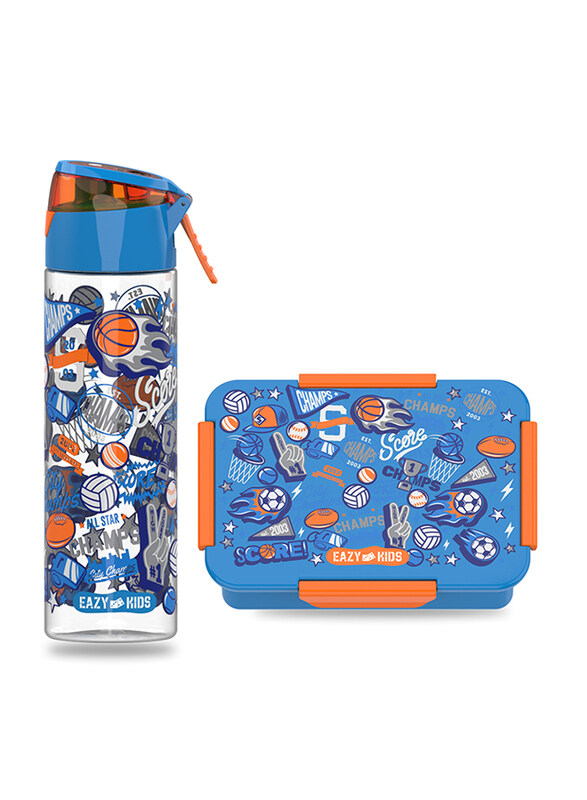 

Eazy Kids Soccer Lunch Box And Tritan Spray Water Bottle, 750ml, Blue