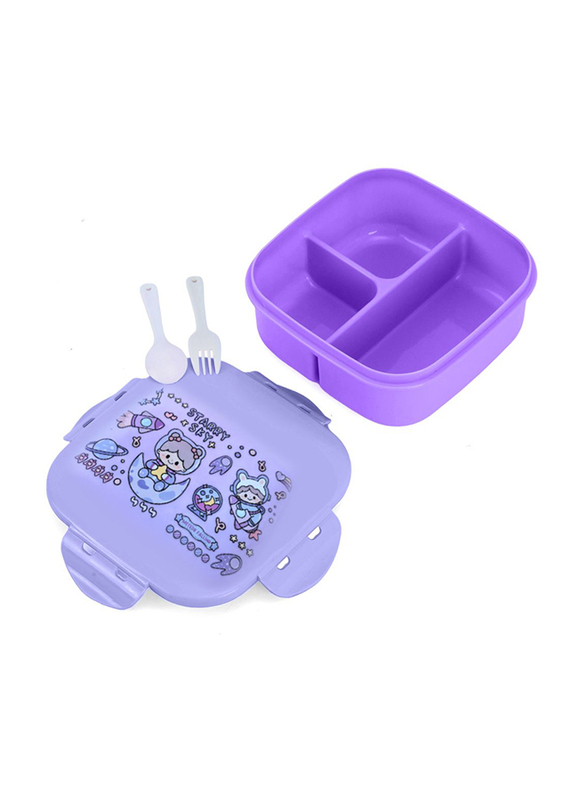 Nova Kids Square Bento Lunch Box, Star/ Sky Purple