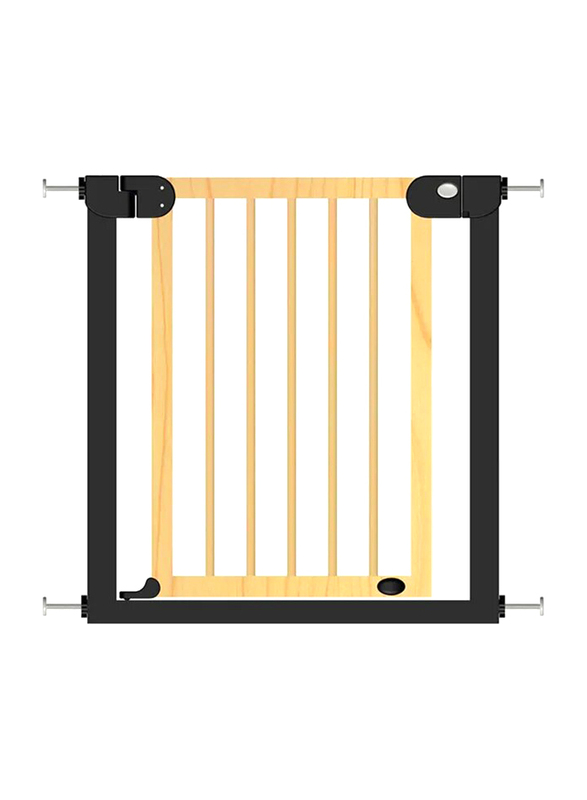 Baby Safe Wooden Safety Gate with 14cm Black Extension, Natural Wood
