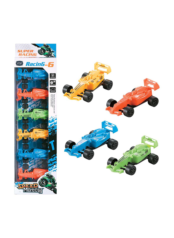 Little Story F1 Series Pull Back Cars Kids Toy, 6 Pieces, Ages 3+, Multicolour