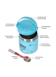 Eazy Kids Jawsome Shark Stainless Steel Insulated Food Jar for Kids, 350ml, Blue