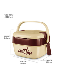 Milton Cubic Small Inner Stainless Steel Lunch Box for Kids, 800ml, Ivory