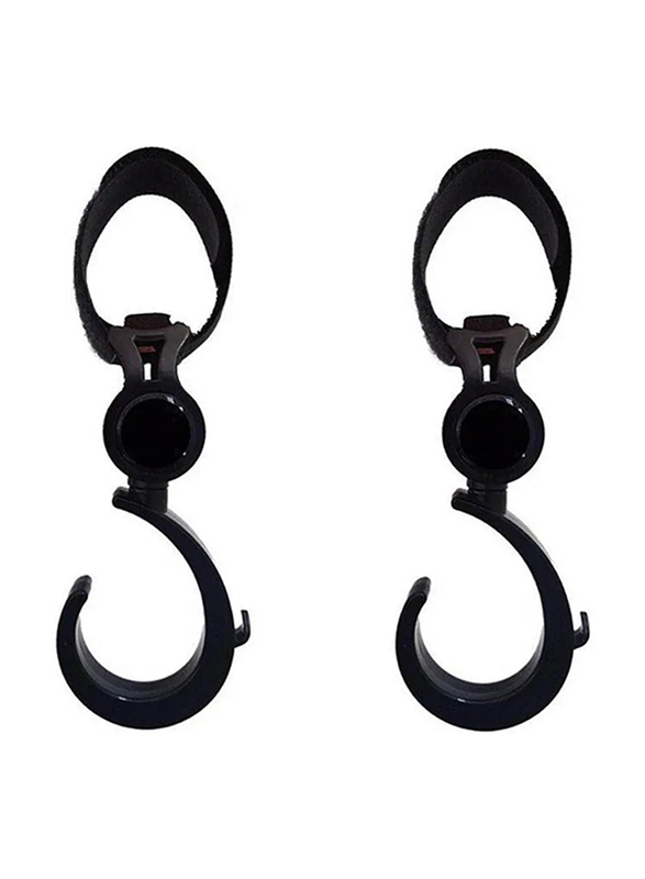 Little Story Rotating Compatible Stroller Hooks, Black