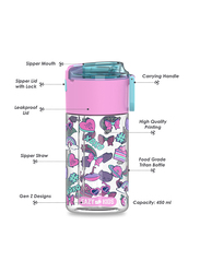 Eazy Kids Tritan Gen Z Water Bottle With Snack Box, 450ml, Pink