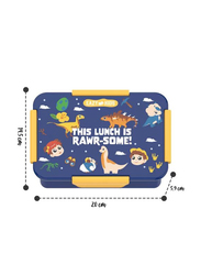 Eazy Kids Lunch Box, T-Rex, 3+ Years, 850ml, Blue