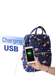Sunveno Dream Sky Diaper Bag with USB Charging Port and Changing Mat, Blue