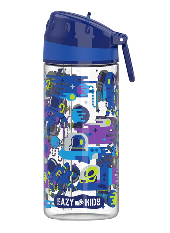 Eazy Kids Astronauts Lunch Box And Tritan Carry Handle Water Bottle, 420ml, Blue