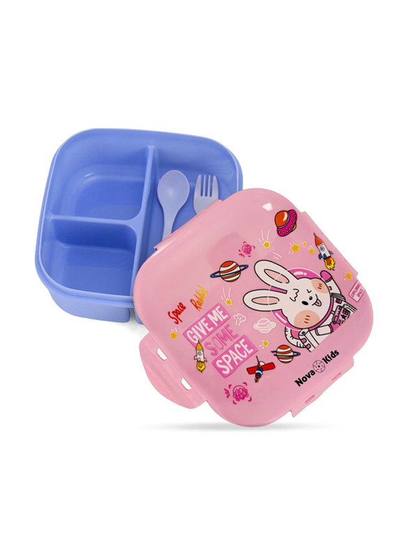 Nova Kids Square Bento Lunch Box, Rabbit Pink