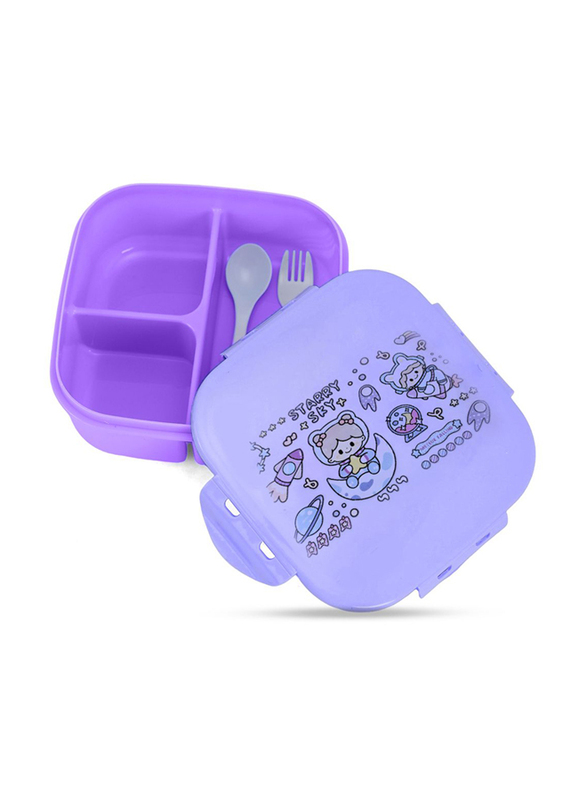 Nova Kids Square Bento Lunch Box, Star/ Sky Purple