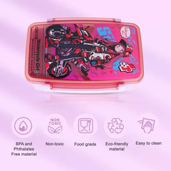 Nova Kids Bento Lunch Box with Spoon & Fork, Motorbike Pink