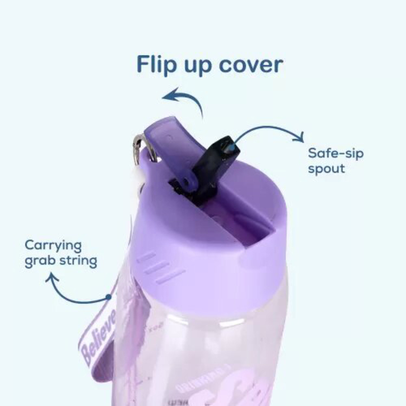 Hydrobrew Water Bottle with Grab String, 800ml, Purple