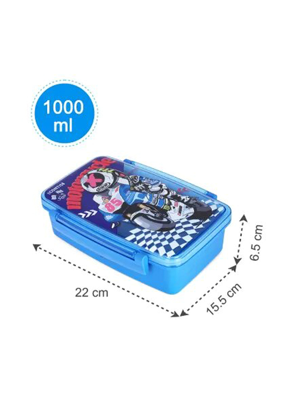 Nova Kids Bento Lunch Box with Spoon & Fork, Motorbike Blue