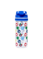 Eazy Kids Marvel Avengers Tritan Water Bottle with Lockable Push Button & Carry Handle for Kids, 420ml, Blue