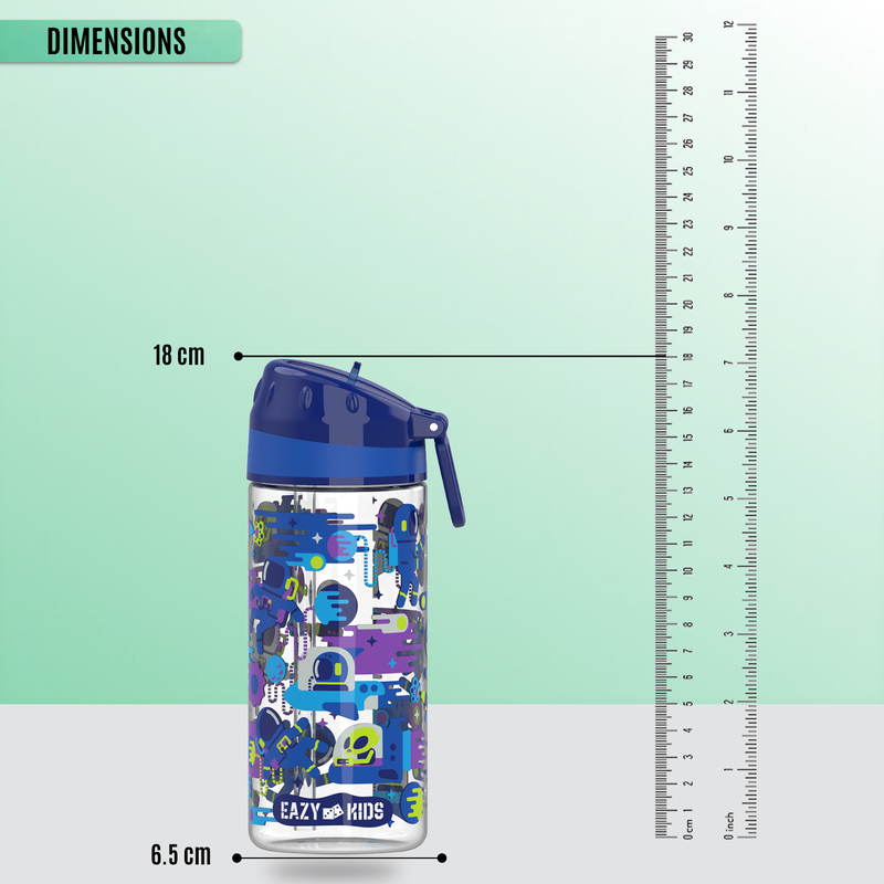 Eazy Kids Tritan Astronauts Carry Handle Water Bottle, 420ml, Blue