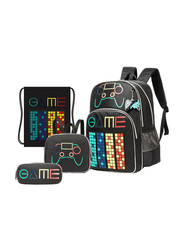 Eazy Kids 4-Piece Gen Z Gamer School Bag Set, Black