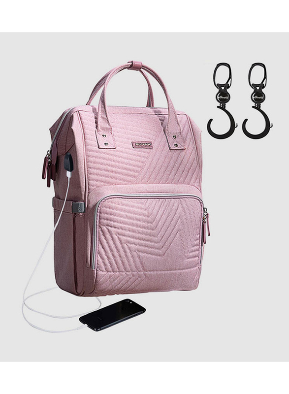 Sunveno Diaper Bag with Stroller Hooks, Nova Pink