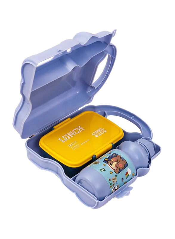 Eazy Kids Lunch Box with Bottle, 3+ Years, 450ml, Blue