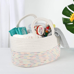 Little Story Cotton Rope Diaper Caddy, White