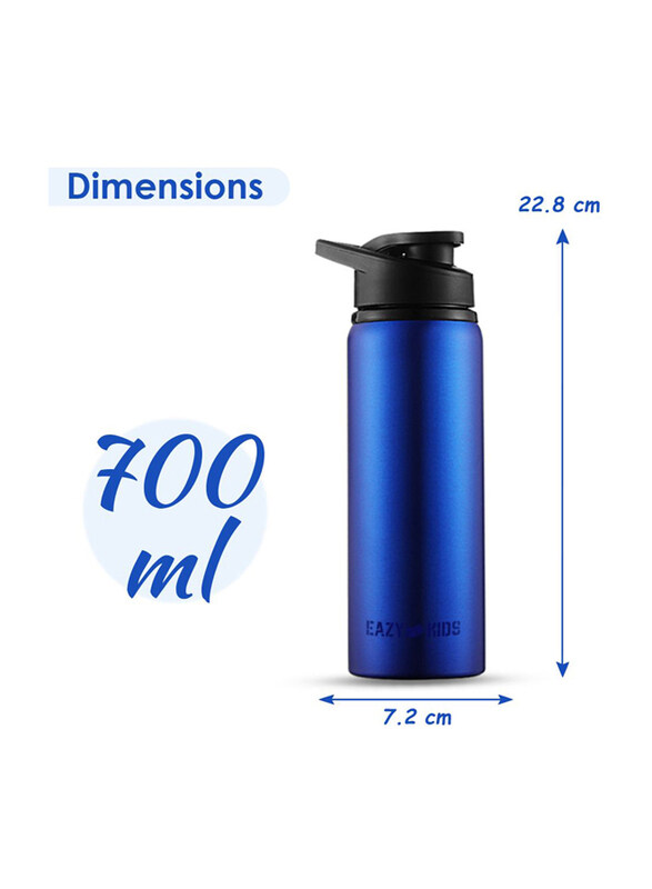 Eazy Kids Stainless Steel Sports Water Bottle, 700ml, Blue