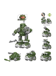 Little Story 5-in-1 Military Robot Transformation Vehicle Kids Toy with Remote Control, Ages 3+, Green/Grey