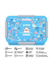 Eazy Kids Shark Lunch Box Set, 2 Pieces, 850ml & 650ml, 3+ Years, Blue