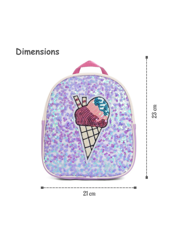 Eazy Kids Softy Sequin School Backpack, Purple
