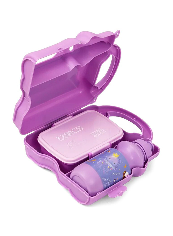 Eazy Kids Lunch Box with Bottle, 3+ Years, 450ml, Purple