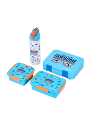 Eazy Kids Unicorn Lunch Box & Tritan Water Bottle for Kids, with 2-in-1 drinking Flip Lid & Sipper, Blue
