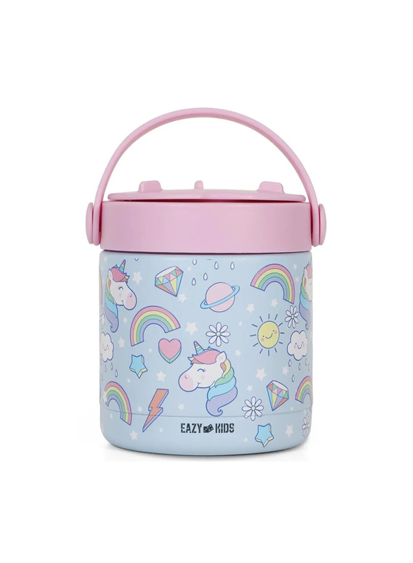 Eazy Kids Unicorn Stainless Steel Insulated Food Jar for Kids, 350ml, Blue